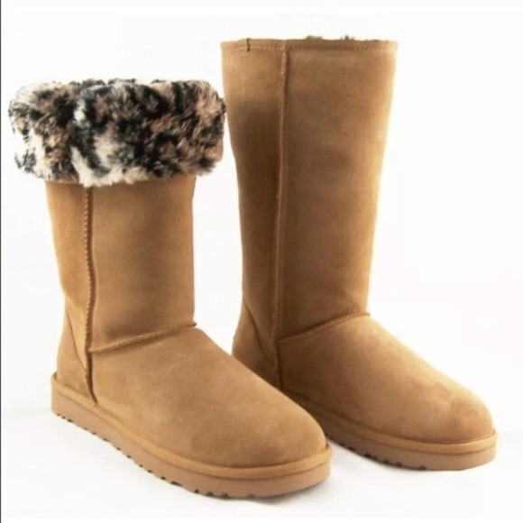 UGG classic tall animal print fur boots Sz 6 - Picture 1 of 8
